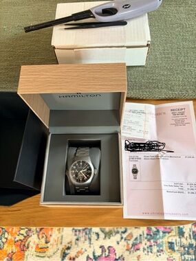 Hamilton Stainless Steel Field Watch - Power Reserve, Black Dial, SS Bracelet